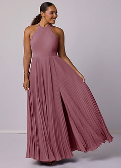 Barbie ♥ Azazie Bridesmaid Dresses Vintage Mauve A-Line Pleated Chiffon Dress image9