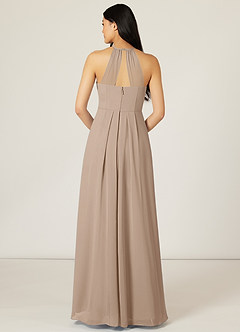 Azazie Sarah Bridesmaid Dresses Taupe Empire Pleated Chiffon Dress image2