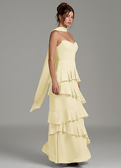 Azazie Imani Bridesmaid Dresses Lemon Sorbet A-Line Ruched Chiffon Dress image6