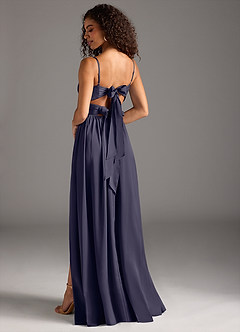 Azazie Zeya Bridesmaid Dresses Stormy A-Line Pleated Stretch Satin Dress image1