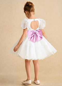 Azazie Debbie Flower Girl Dresses Ivory Candy Pink Ball-Gown Sweetheart Neckline Organza Dress image9