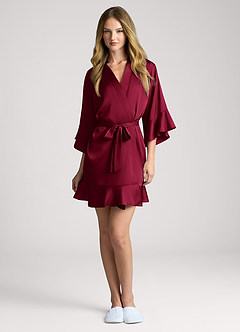 front Ruffled Satin Robe