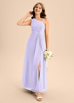 Azazie Brooke Junior Lilac A-Line Side Slit Chiffon Dress image3