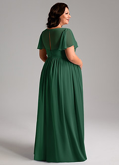 Azazie Verna Maternity Bridesmaid Dresses A-Line V-Neck Ruched Chiffon Floor-Length Dress image8