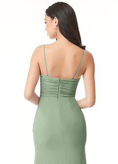 Azazie Darria Bridesmaid Dresses Matcha Sheath Square Neckline Pleated Stretch Chiffon Convertible Dress image8
