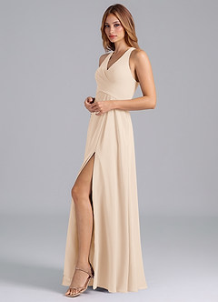 Azazie Dorota Bridesmaid Dresses White Alabaster A-Line Pleated Chiffon Dress image5