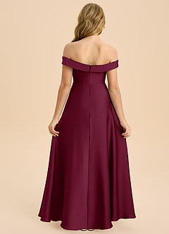 Azazie Sissy Junior Abito A-Line in Raso Elasticizzato a Spalla Scoperta Gelso image2