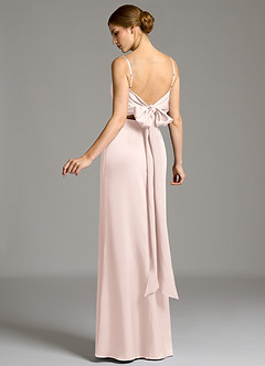 Azazie Adriane 신부 들러리 드레스 쉬스 절하다 스트레치 새틴 바닥 길이 드레스 image5