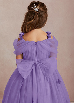 Azazie Shaylee Flower Girl Dresses Tahiti A-Line Off the Shoulder Tulle Dress image5