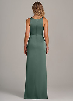 Azazie Wrenlee Bridesmaid Dresses Sea Moss A-Line Stretch Satin Dress image7