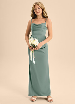 Azazie Mai Junior Silver Sage Sheath Sweetheart Neckline Stretch Satin Dress image7