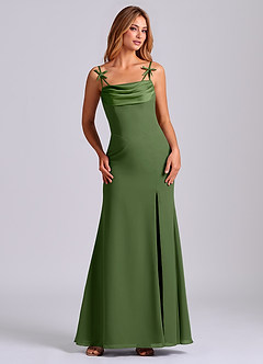 Azazie Amithy Final Sale Black Mermaid Pleated Chiffon Dress image1