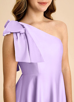 Azazie Penguin Junior Abito A-Line in Raso Elasticizzato Fiocco Lilla image7