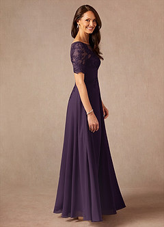 Azazie Raissa Abiti per la Madre della Sposa Abito A-Line in Chiffon Pizzo Prugna image4