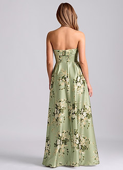 Azazie Lucienne Vestidos de madrinha de casamento Vestido Vinhas Florais de Cetim elástico de Linha A com Sem alças image2