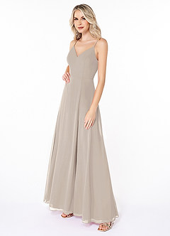 Azazie Lena Bridesmaid Dresses Frost A-Line Lace Chiffon Dress image3