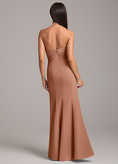 Azazie Yola Bridesmaid Dresses Bronzer Sheath Pleated Chiffon Convertible Dress image6