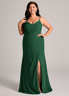 Azazie Deandra Bridesmaid Dresses Dark Green Mermaid Pleated Chiffon Dress image7