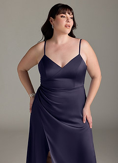 Azazie Marchella Bridesmaid Dresses Stormy A-Line Corset Stretch Satin Dress image11