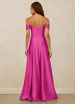 Christian Siriano Bridal for Azazie 1002 Bridesmaid Dresses Fuchsia A-Line Off the Shoulder Stretch Satin Convertible Dress image6
