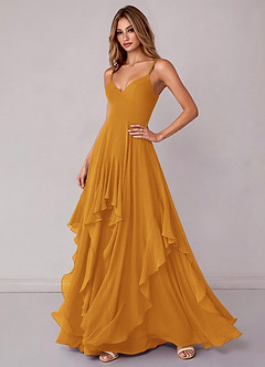 Azazie Zaina Bridesmaid Dresses Butterscotch A-Line Chiffon Dress image5