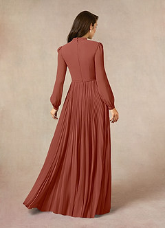 Azazie Adellah Mother of the Bride Dresses Auburn A-Line Pleated Chiffon Dress image3