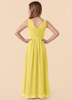Azazie Skyla Junior Canary A-Line Pleated Chiffon Dress image2