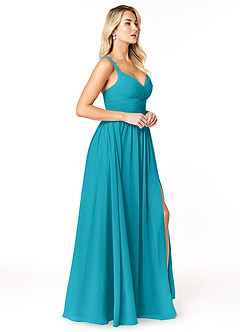 Azazie Chanel Bridesmaid Dresses Jade A-Line Pleated Chiffon Dress image4