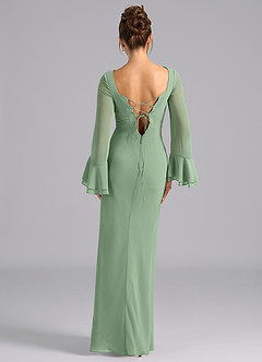 Azazie Leone Robes de demoiselle d'honneur Robe Sirène en Mousseline de soie Corset Matcha image6