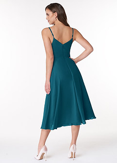 Azazie Clarissa Bridesmaid Dresses Ink Blue A-Line V-Neck Chiffon Dress image2