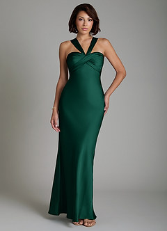 Azazie Zaria Bridesmaid Dresses Emerald Mermaid Sweetheart Neckline Stretch Satin Dress image1