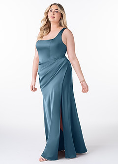 Azazie Mero Bridesmaid Dresses Bermuda Sheath Pleated Stretch Satin Dress image8