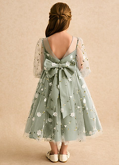 Azazie Elowen Flower Girl Dresses Pistachio A-Line Sweetheart Neckline Lace Dress image2
