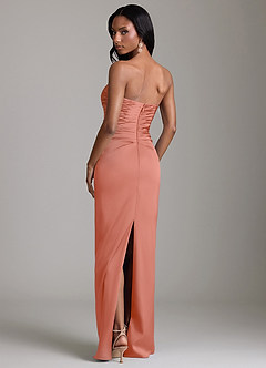 Azazie Sonora Brudtärnklänningar Klä av Tubklänning i Stretch Satin Axelbandslös Laxrosa image7