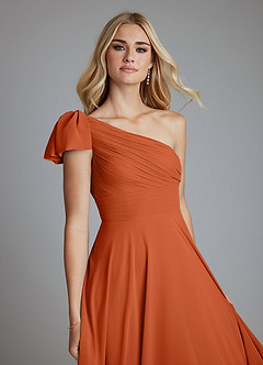 Azazie Elinora Final Sale Black A-Line One Shoulder Chiffon Dress image2