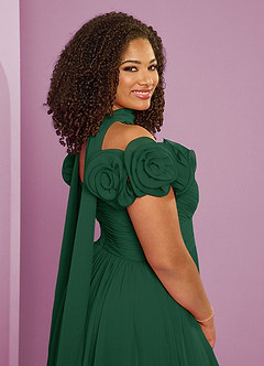 Barbie ♥ Azazie Jurken voor bruidsmeisjes Converteerbaar Jurk van Chiffon met A-Lijn Off the Shoulder Donkergroen image11