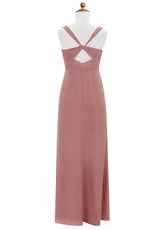 Azazie Mero Junior Vestido de Rosa Polvorienta de Satén Elástico de Sirena con Plisado image8