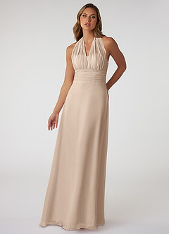 Azazie Fifi Bridesmaid Dresses Taupe A-Line Strapless Chiffon Convertible Dress image2