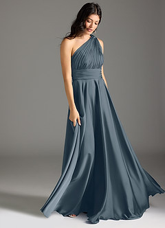 Azazie Charlize Jurken voor bruidsmeisjes Jurk van Stretch Satijn met A-lijn One-shoulder Schemering image3