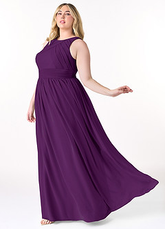 Azazie Harper Brautjungfernkleider A-Linie Plissee Chiffon Kleid Traube image8