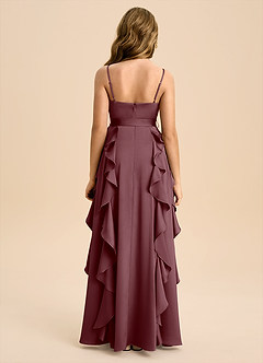 Azazie Peyton Junior Robe Trapèze en Satin extensible Plissée Sangria image3