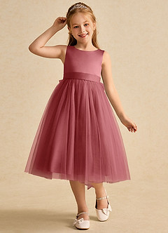 Azazie Winnie Sukienki dla dziewczynek sypiących kwiaty Suknia balowa Ukłon Tiul Długość herbaty Sukienka image4