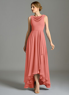 Azazie Wonderland 신부 들러리 드레스 A라인 주름진 쉬폰 비대칭 드레스 image5