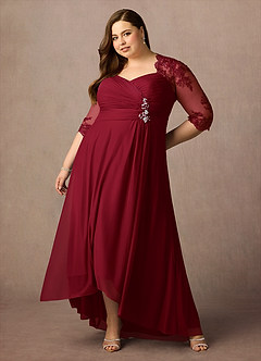 Azazie Anne Mother of the Bride Dresses Burgundy Sheath Sweetheart Sequins Lace Dress image15