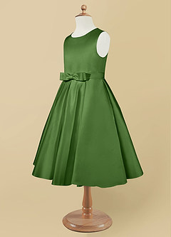 Azazie Coco Flower Girl Dresses Basil A-Line Bow Matte Satin Dress image7