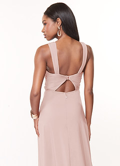 Azazie Brandie Bridesmaid Dresses Blushing Pink A-Line Pleated Stretch Chiffon Dress image4