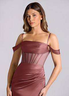 Azazie Alyce Final Sale Amethyst Mermaid Off the Shoulder Stretch Satin Convertible Dress image6