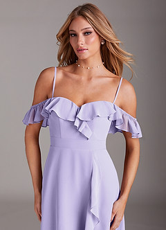 Azazie Lyra Bridesmaid Dresses Lilac A-Line Chiffon Convertible Dress image2