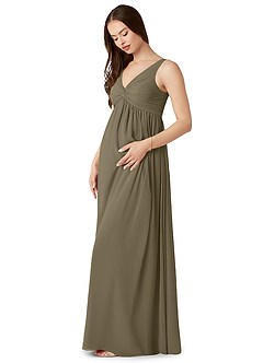 Azazie Yetta Abiti da damigella d'onore premaman Abito A-Line Arricciato con Scollo a V Chiffon Floor-Length image4