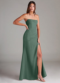 Azazie Leonis Bridesmaid Dresses Sea Moss Sheath Strapless Chiffon Convertible Dress image8